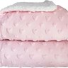 cobertor bebe plush com sherpa hearts rosa