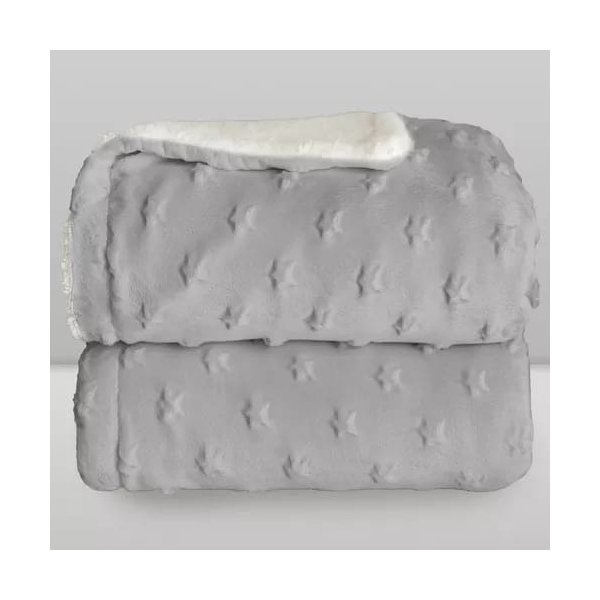 cobertor bebe sherpa star cinza