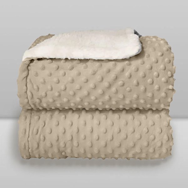 cobertor bebe plush sherpa dots bege 1