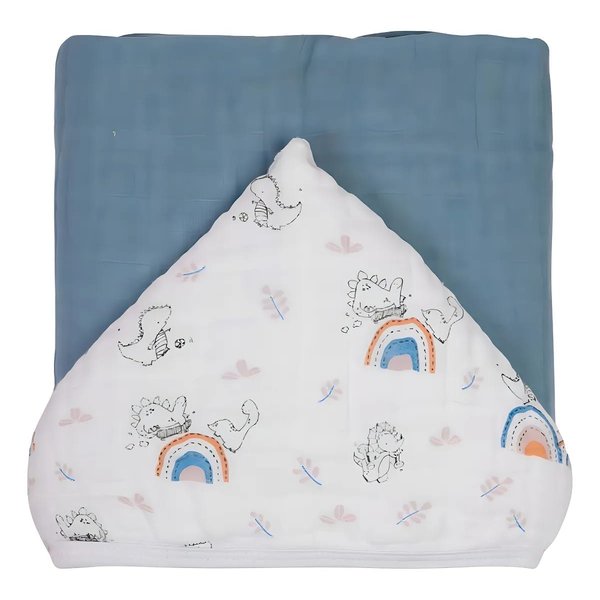 toalha banho lisa papi dino azul escuro